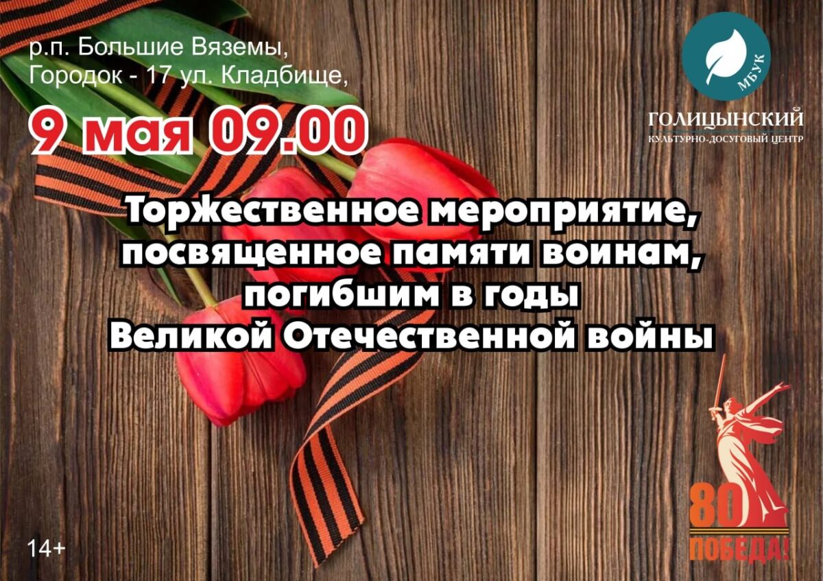 Торжественное мероприятие, памяти воинам ВОВ 9 мая 9:00